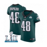 Men's Nike Philadelphia Eagles #48 Wes Hopkins Midnight Green Team Color Vapor Untouchable Elite Player Super Bowl LII NFL Jersey