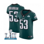 Men's Nike Philadelphia Eagles #53 Nigel Bradham Midnight Green Team Color Vapor Untouchable Elite Player Super Bowl LII NFL Jersey
