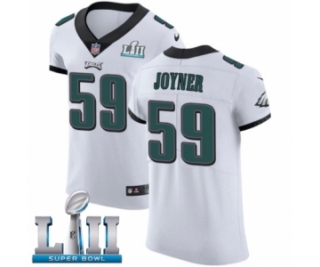Men's Nike Philadelphia Eagles #59 Seth Joyner White Vapor Untouchable Elite Player Super Bowl LII NFL Jersey