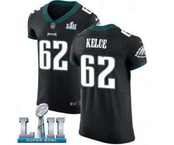 Men's Nike Philadelphia Eagles #62 Jason Kelce Black Vapor Untouchable Elite Player Super Bowl LII NFL Jersey