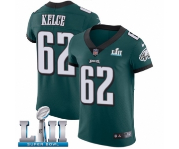 Men's Nike Philadelphia Eagles #62 Jason Kelce Midnight Green Team Color Vapor Untouchable Elite Player Super Bowl LII NFL Jersey