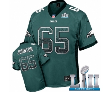 Men's Nike Philadelphia Eagles #65 Lane Johnson Elite Midnight Green Drift Fashion Super Bowl LII NFL Jersey