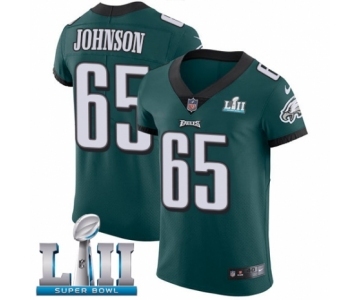 Men's Nike Philadelphia Eagles #65 Lane Johnson Midnight Green Team Color Vapor Untouchable Elite Player Super Bowl LII NFL Jersey