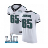 Men's Nike Philadelphia Eagles #65 Lane Johnson White Vapor Untouchable Elite Player Super Bowl LII NFL Jersey
