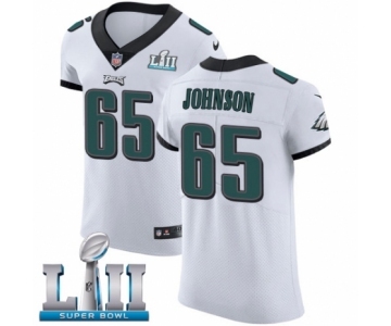 Men's Nike Philadelphia Eagles #65 Lane Johnson White Vapor Untouchable Elite Player Super Bowl LII NFL Jersey