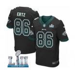 Men's Nike Philadelphia Eagles #86 Zach Ertz Elite Black Alternate Drift Fashion Super Bowl LII NFL Jersey