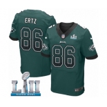 Men's Nike Philadelphia Eagles #86 Zach Ertz Elite Midnight Green Home Drift Fashion Super Bowl LII NFL Jersey