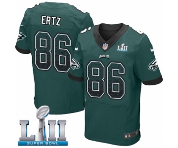 Men's Nike Philadelphia Eagles #86 Zach Ertz Elite Midnight Green Home Drift Fashion Super Bowl LII NFL Jersey