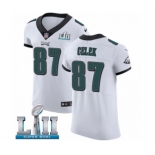 Men's Nike Philadelphia Eagles #87 Brent Celek White Vapor Untouchable Elite Player Super Bowl LII NFL Jersey