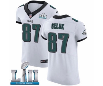 Men's Nike Philadelphia Eagles #87 Brent Celek White Vapor Untouchable Elite Player Super Bowl LII NFL Jersey