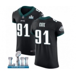 Men's Nike Philadelphia Eagles #91 Fletcher Cox Black Vapor Untouchable Elite Player Super Bowl LII NFL Jersey