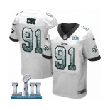 Men's Nike Philadelphia Eagles #91 Fletcher Cox Elite White Road Drift Fashion Super Bowl LII NFL Jersey