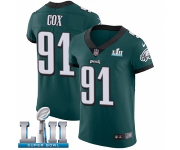 Men's Nike Philadelphia Eagles #91 Fletcher Cox Midnight Green Team Color Vapor Untouchable Elite Player Super Bowl LII NFL Jersey