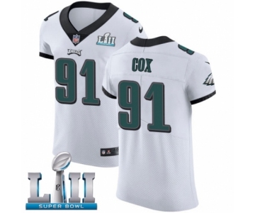 Men's Nike Philadelphia Eagles #91 Fletcher Cox White Vapor Untouchable Elite Player Super Bowl LII NFL Jersey