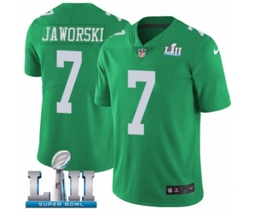 Men's Nike Philadelphia Eagles #7 Ron Jaworski Limited Green Rush Vapor Untouchable Super Bowl LII NFL Jersey