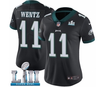 Women's Nike Philadelphia Eagles #11 Carson Wentz Black Alternate Vapor Untouchable Limited Player Super Bowl LII NFL Jersey