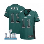 Women's Nike Philadelphia Eagles #11 Carson Wentz Elite Midnight Green Drift Fashion Super Bowl LII NFL Jersey