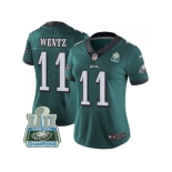 Womens Nike Philadelphia Eagles #11 Carson Wentz Midnight Green Team Color Super Bowl LII Champions Stitched NFL Vapor Untouchable Limited Jersey
