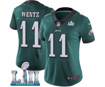 Women's Nike Philadelphia Eagles #11 Carson Wentz Midnight Green Team Color Vapor Untouchable Limited Player Super Bowl LII NFL Jersey