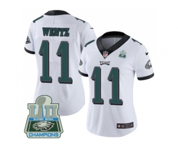 Womens Nike Philadelphia Eagles #11 Carson Wentz White Super Bowl LII Champions Stitched NFL Vapor Untouchable Limited Jersey