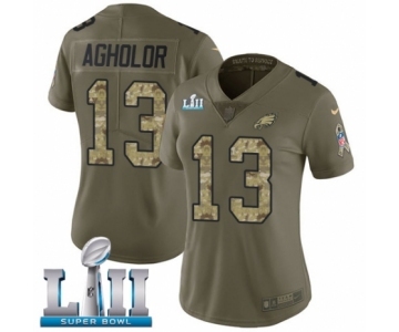 Women's Nike Philadelphia Eagles #13 Nelson Agholor Limited Olive Camo 2017 Salute to Service Super Bowl LII NFL Jersey