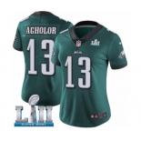 Women's Nike Philadelphia Eagles #13 Nelson Agholor Midnight Green Team Color Vapor Untouchable Limited Player Super Bowl LII NFL Jersey