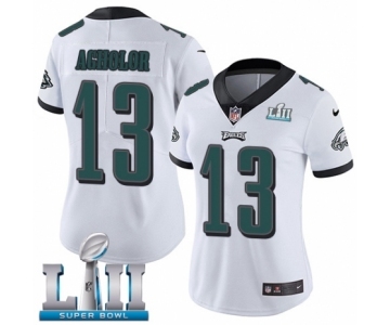 Women's Nike Philadelphia Eagles #13 Nelson Agholor White Vapor Untouchable Limited Player Super Bowl LII NFL Jersey