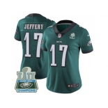 Womens Nike Philadelphia Eagles #17 Alshon Jeffery Midnight Green Team Color Super Bowl LII Champions Stitched NFL Vapor Untouchable Limited Jersey