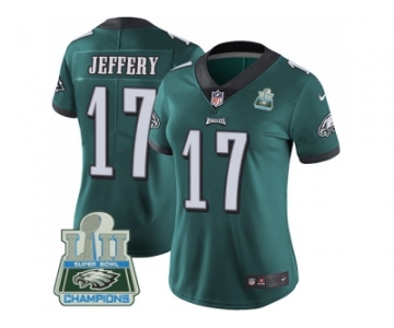Womens Nike Philadelphia Eagles #17 Alshon Jeffery Midnight Green Team Color Super Bowl LII Champions Stitched NFL Vapor Untouchable Limited Jersey