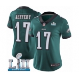 Women's Nike Philadelphia Eagles #17 Alshon Jeffery Midnight Green Team Color Vapor Untouchable Limited Player Super Bowl LII NFL Jersey