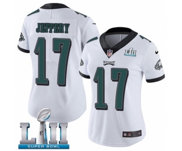 Women's Nike Philadelphia Eagles #17 Alshon Jeffery White Vapor Untouchable Limited Player Super Bowl LII NFL Jersey