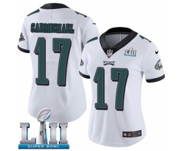 Women's Nike Philadelphia Eagles #17 Harold Carmichael White Vapor Untouchable Limited Player Super Bowl LII NFL Jersey