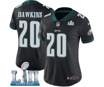 Women's Nike Philadelphia Eagles #20 Brian Dawkins Black Alternate Vapor Untouchable Limited Player Super Bowl LII NFL Jersey