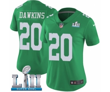Women's Nike Philadelphia Eagles #20 Brian Dawkins Limited Green Rush Vapor Untouchable Super Bowl LII NFL Jersey