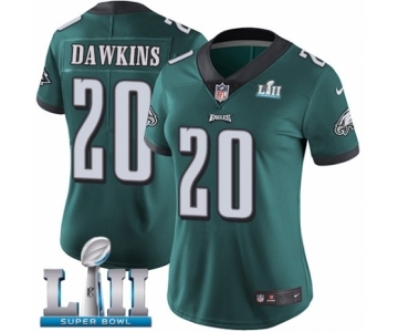 Women's Nike Philadelphia Eagles #20 Brian Dawkins Midnight Green Team Color Vapor Untouchable Limited Player Super Bowl LII NFL Jersey