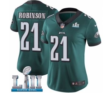 Women's Nike Philadelphia Eagles #21 Patrick Robinson Midnight Green Team Color Vapor Untouchable Limited Player Super Bowl LII NFL Jersey