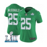 Women's Nike Philadelphia Eagles #25 Tommy McDonald Limited Green Rush Vapor Untouchable Super Bowl LII NFL Jersey