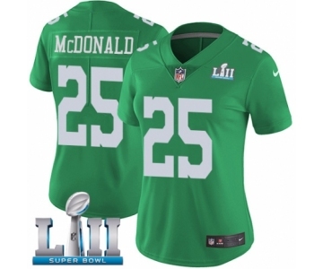 Women's Nike Philadelphia Eagles #25 Tommy McDonald Limited Green Rush Vapor Untouchable Super Bowl LII NFL Jersey