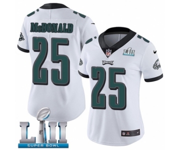 Women's Nike Philadelphia Eagles #25 Tommy McDonald White Vapor Untouchable Limited Player Super Bowl LII NFL Jersey