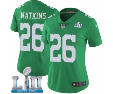 Women's Nike Philadelphia Eagles #26 Jaylen Watkins Limited Green Rush Vapor Untouchable Super Bowl LII NFL Jersey