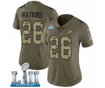 Women's Nike Philadelphia Eagles #26 Jaylen Watkins Limited Olive Camo 2017 Salute to Service Super Bowl LII NFL Jersey