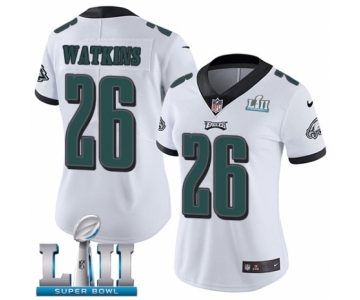 Women's Nike Philadelphia Eagles #26 Jaylen Watkins White Vapor Untouchable Limited Player Super Bowl LII NFL Jersey