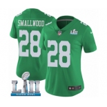 Women's Nike Philadelphia Eagles #28 Wendell Smallwood Limited Green Rush Vapor Untouchable Super Bowl LII NFL Jersey