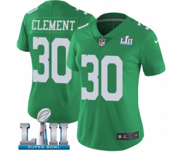 Women's Nike Philadelphia Eagles #30 Corey Clement Limited Green Rush Vapor Untouchable Super Bowl LII NFL Jersey