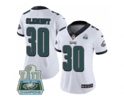 Womens Nike Philadelphia Eagles #30 Corey Clement White Super Bowl LII Champions Stitched NFL Vapor Untouchable Limited Jersey
