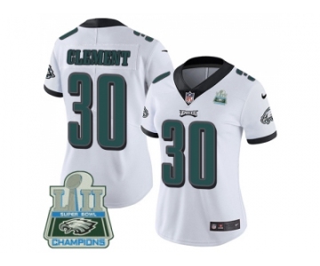 Womens Nike Philadelphia Eagles #30 Corey Clement White Super Bowl LII Champions Stitched NFL Vapor Untouchable Limited Jersey