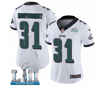 Women's Nike Philadelphia Eagles #31 Wilbert Montgomery White Vapor Untouchable Limited Player Super Bowl LII NFL Jersey