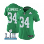 Women's Nike Philadelphia Eagles #34 Donnel Pumphrey Limited Green Rush Vapor Untouchable Super Bowl LII NFL Jersey