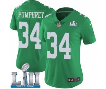 Women's Nike Philadelphia Eagles #34 Donnel Pumphrey Limited Green Rush Vapor Untouchable Super Bowl LII NFL Jersey