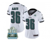 Womens Nike Philadelphia Eagles #36 Jay Ajayi White Super Bowl LII Champions Stitched NFL Vapor Untouchable Limited Jersey